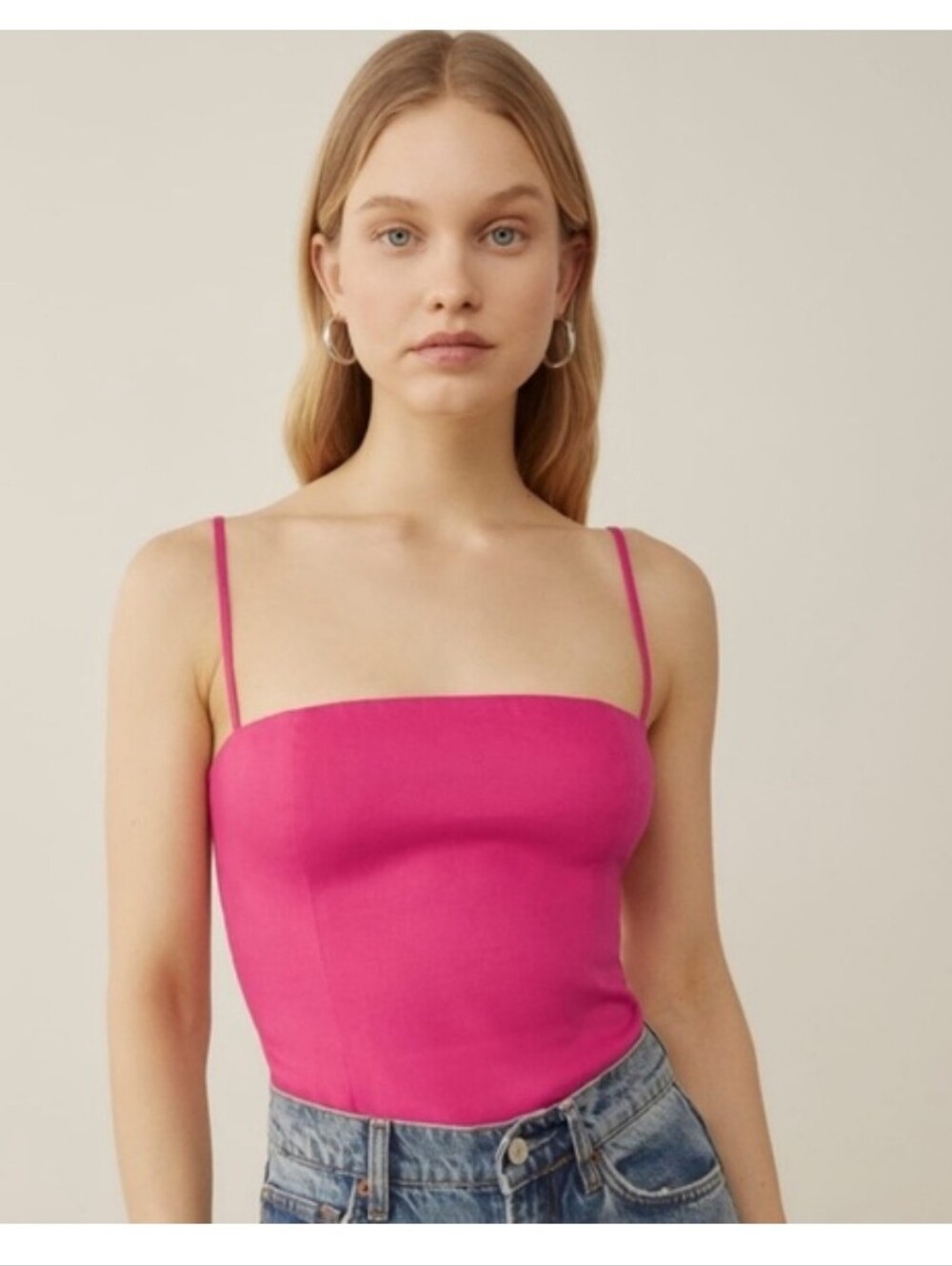 REFORMATION OVERLAND LINEN TOP IN CORVETTE PINK
